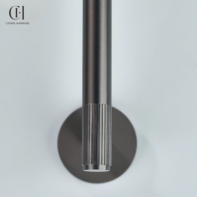 Luma Linear knurled Brass Towel Holder – Gunmetal - View 5