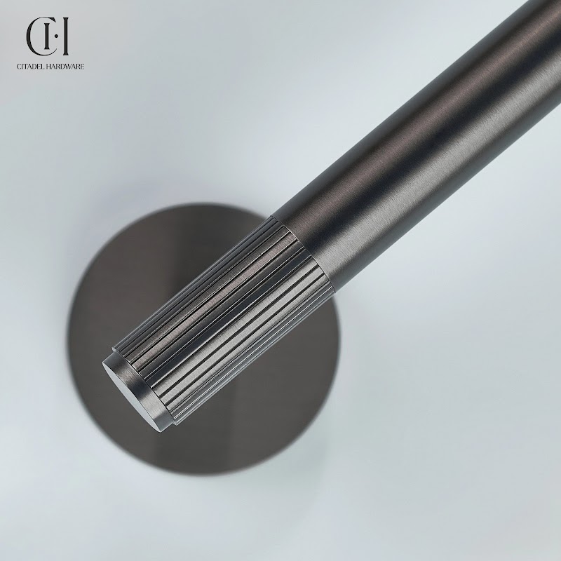 Luma Linear knurled Brass Towel Holder – Gunmetal - View 6