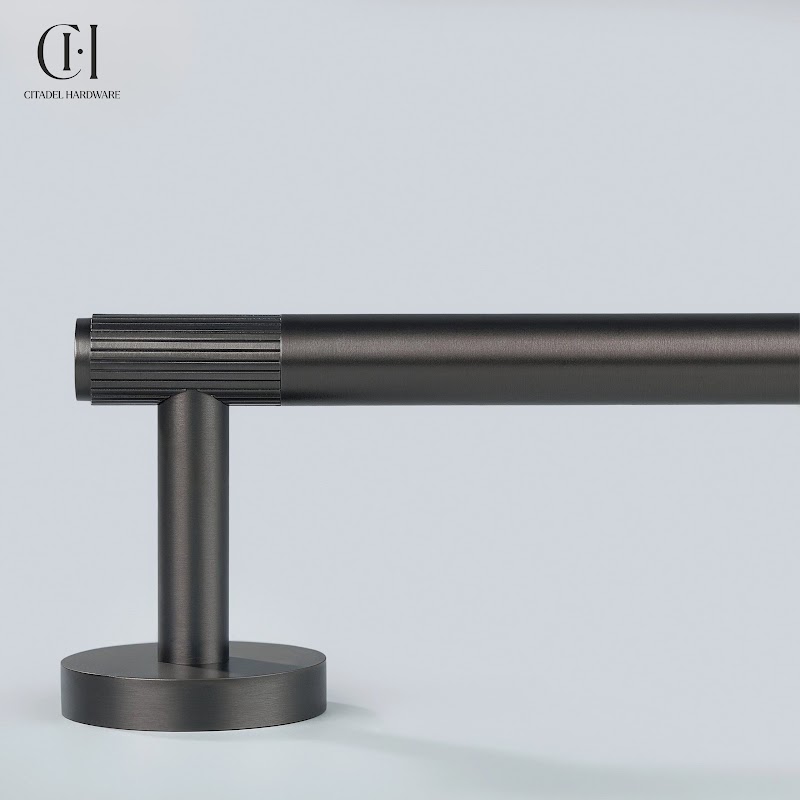 Luma Linear knurled Brass Towel Holder – Gunmetal - View 7