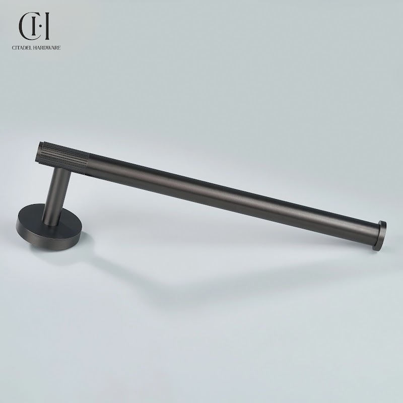 Luma Linear knurled Brass Towel Holder – Gunmetal - View 8