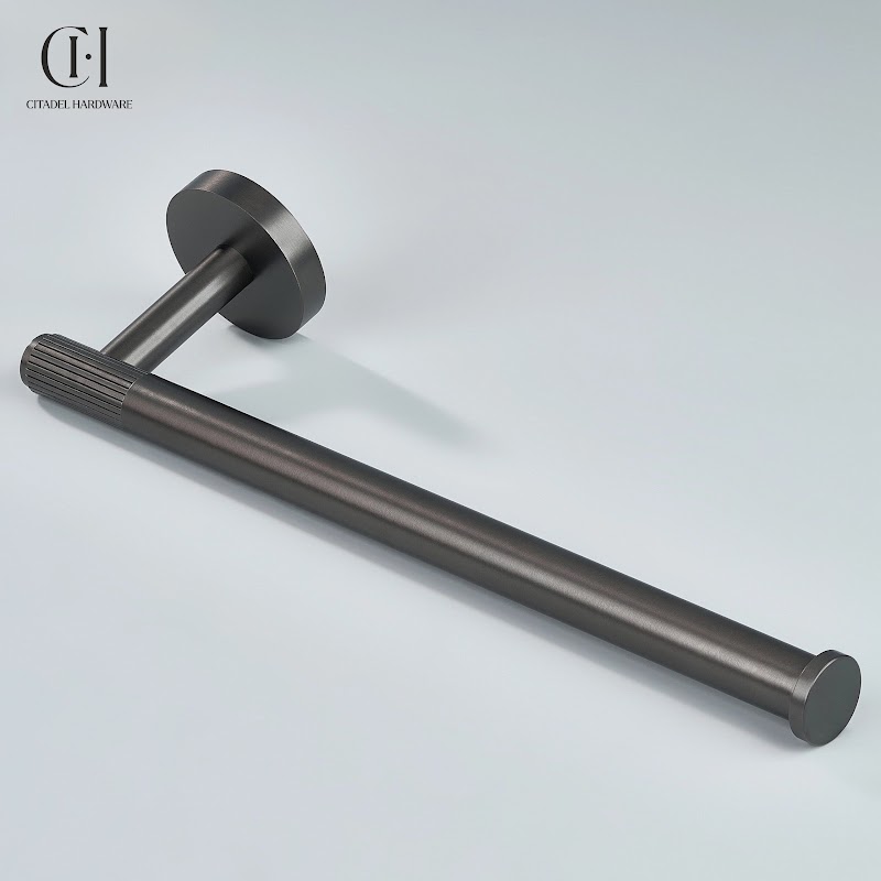 Luma Linear knurled Brass Towel Holder – Gunmetal - View 9