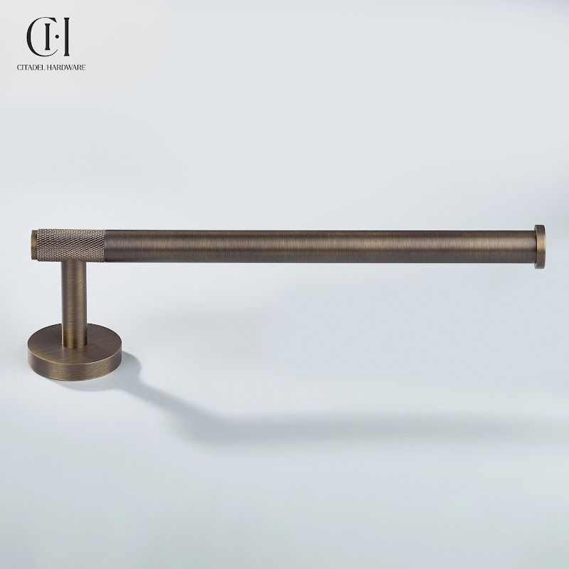 Nova Knurled Brass Towel Holder – Antique Bronze - View 2
