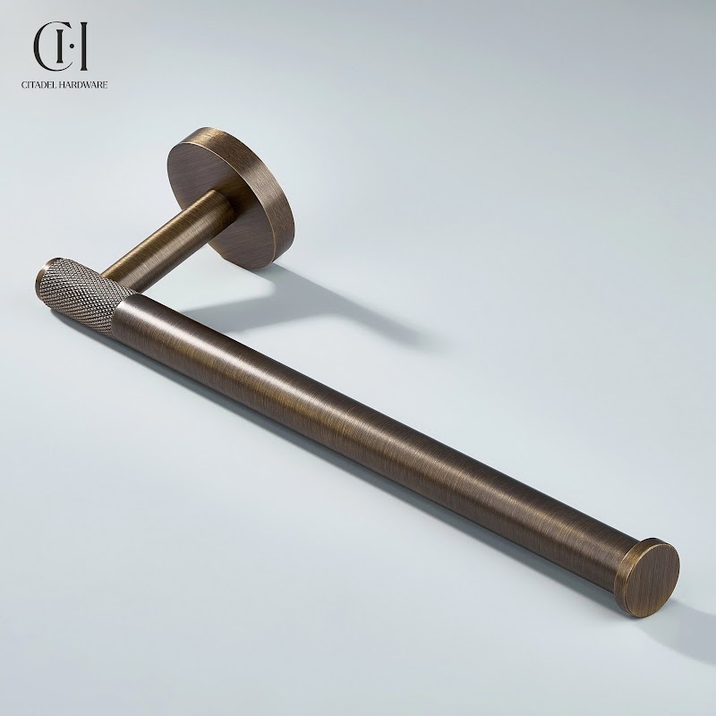 Nova Knurled Brass Towel Holder – Antique Bronze - View 3