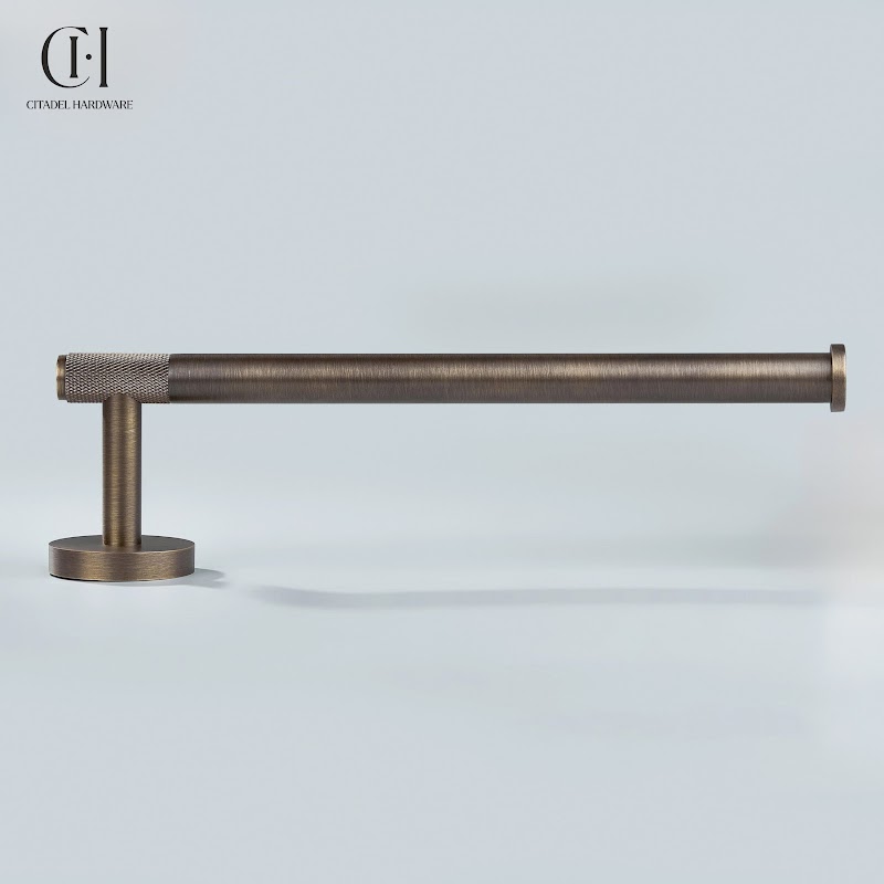 Nova Knurled Brass Towel Holder – Antique Bronze - View 4