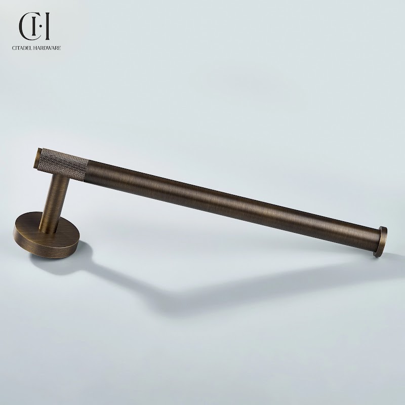 Nova Knurled Brass Towel Holder – Antique Bronze - View 5