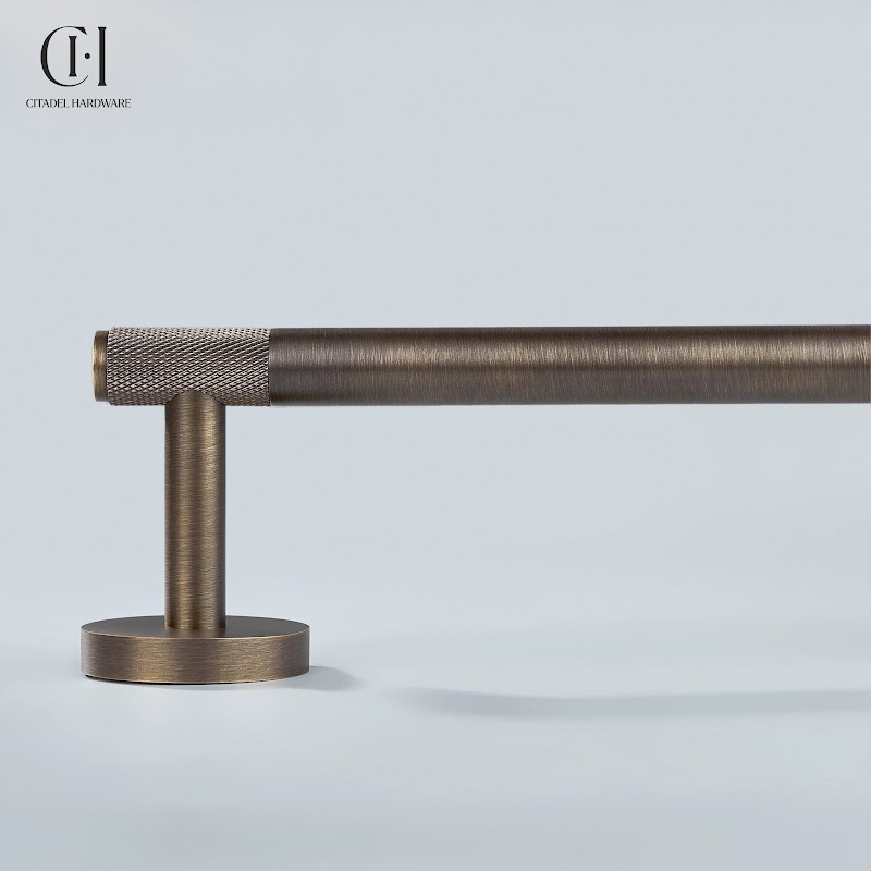 Nova Knurled Brass Towel Holder – Antique Bronze - View 6