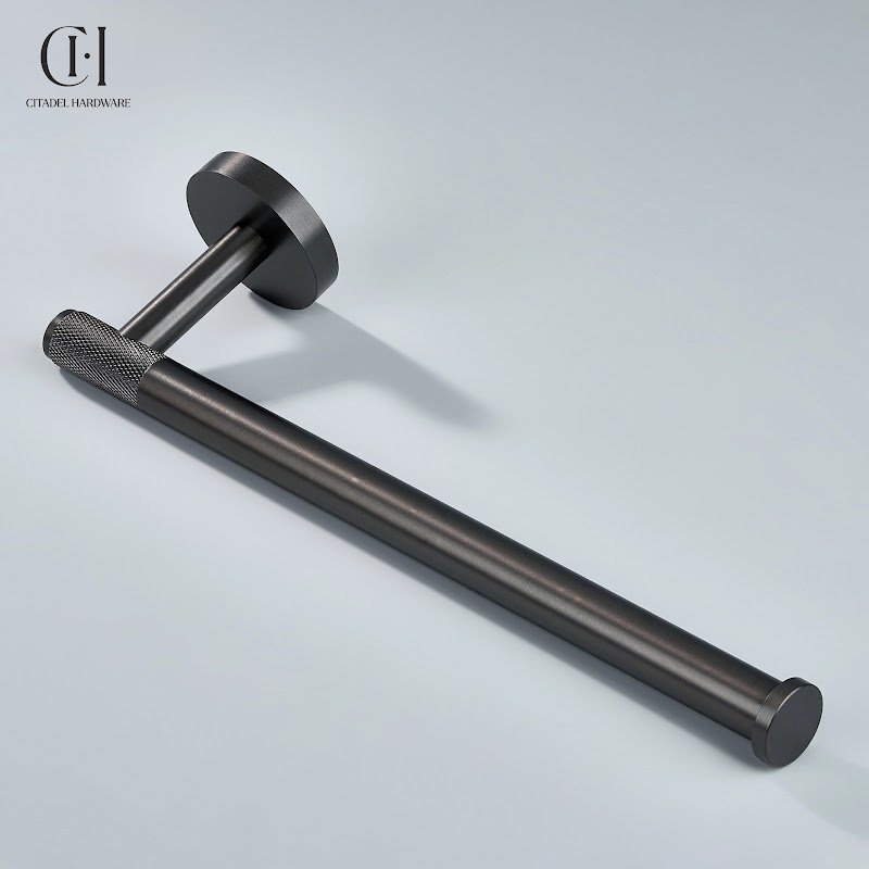 Nova Knurled Brass Towel Holder – Gunmetal - View 2