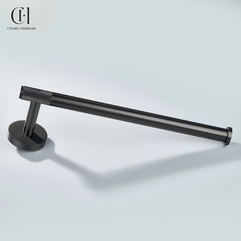 Nova Knurled Brass Towel Holder – Gunmetal - View 4