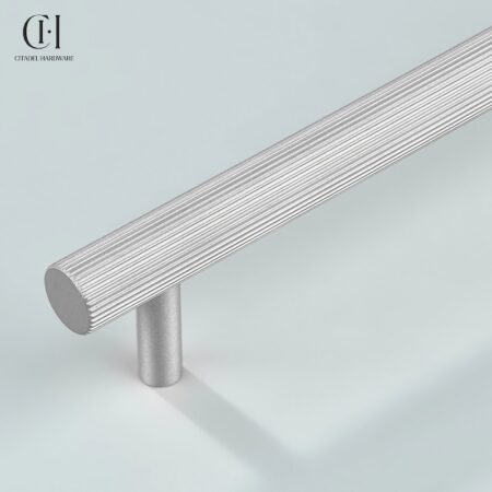 Strel Linear Knurled Silver cabinet handle by Citadel Hardware